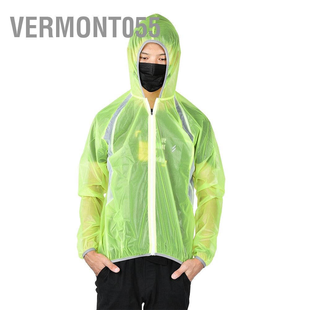 Vermont055 Huỳnh Quang Xanh Unisex Phản Xe Đạp Đi Áo Khoác Thoáng Khí Mưa Có Mũ Trùm Đầu