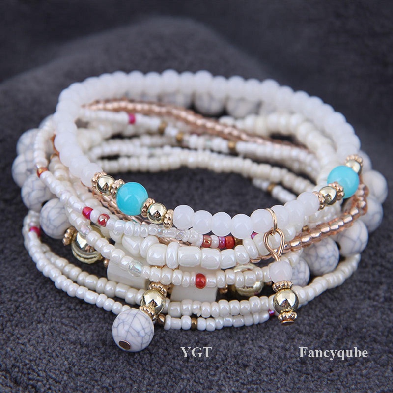 Ygt Vòng Tay Xỏ Hạt Nhiều Lớp Phong Cách Boho Đơn Giản Thời Trang Cho Nữ