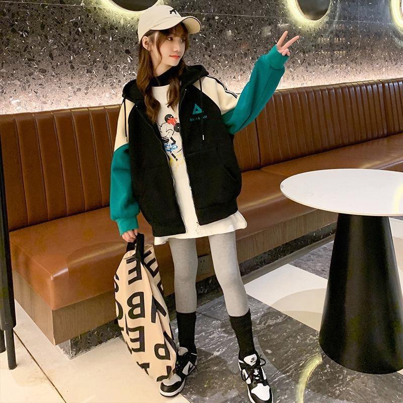 Áo Khoác Cardigan Có Nón Dáng Rộng Màu Sắc Phù Hợp Mùa Thu Đông Phong Cách Hàn Quốc Cho Mẹ Và Bé