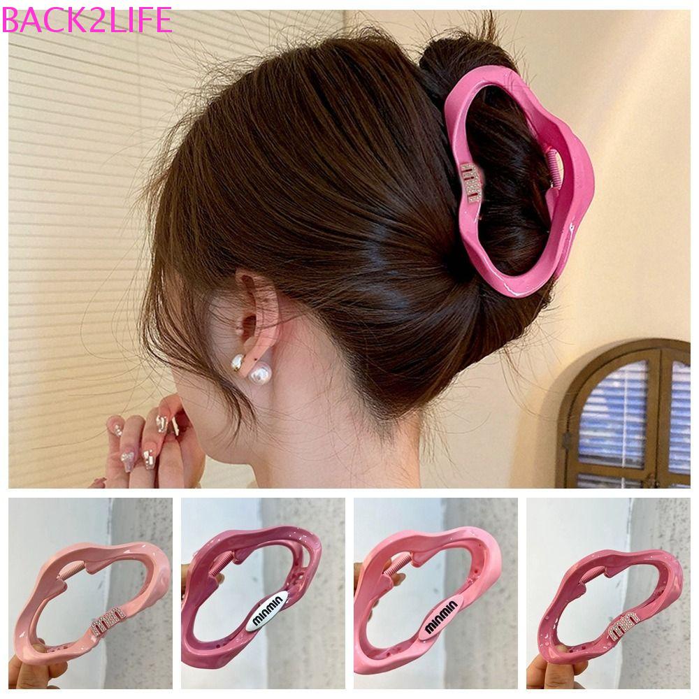 BACK2LIFE Kẹp Tóc Hình Đám Mây Rỗng Đính Đá Bằng Acrylic Màu Hồng Dễ Thương