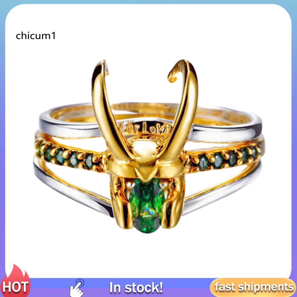 Set 3 Nhẫn Đeo Tay 3 Trong 1 Hình Nón Bảo Hiểm Có Thể Tháo Rời Đính Đá Zirconia Màu Xanh Lá