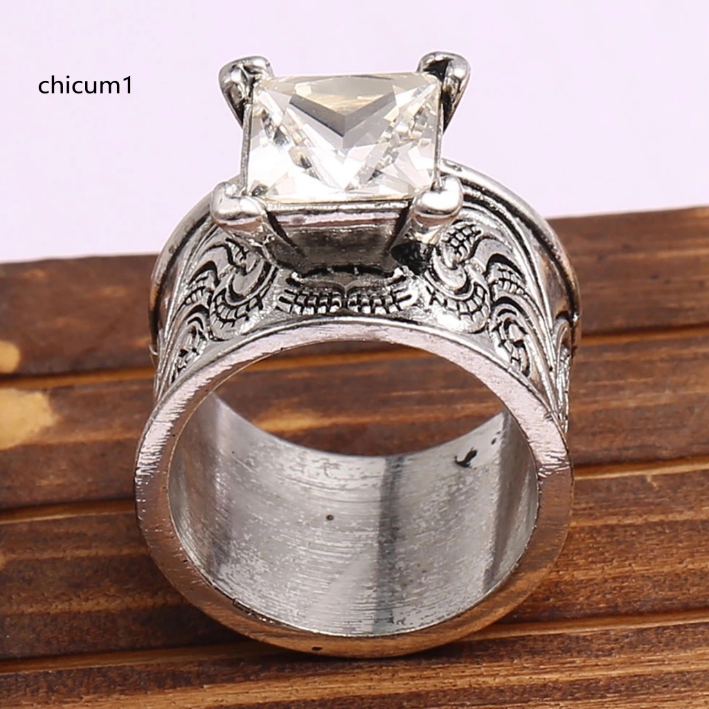Nhẫn Unisex Đính Đá Zircon Cổ Điển Sang Trọng