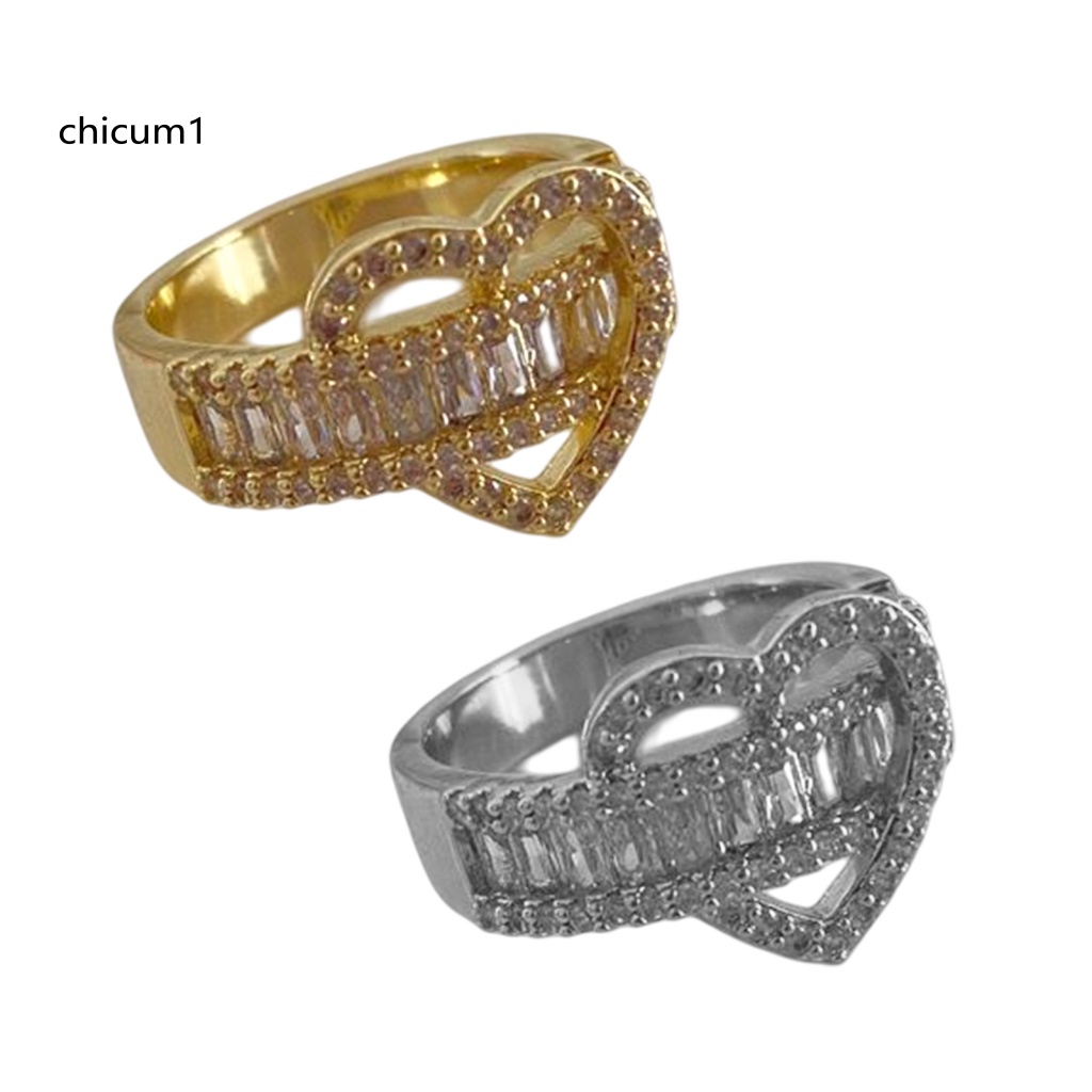 Nhẫn Đính Đá Zircon Hình Trái Tim Lấp Lánh Thời Trang Cho Nữ