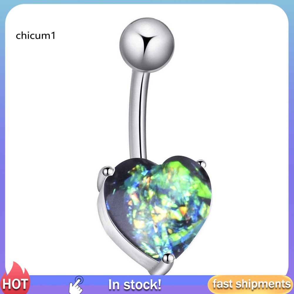 1 Khuyên RốN HìNh Tim ĐíNh NgọC MắT MèO Xinh XắN