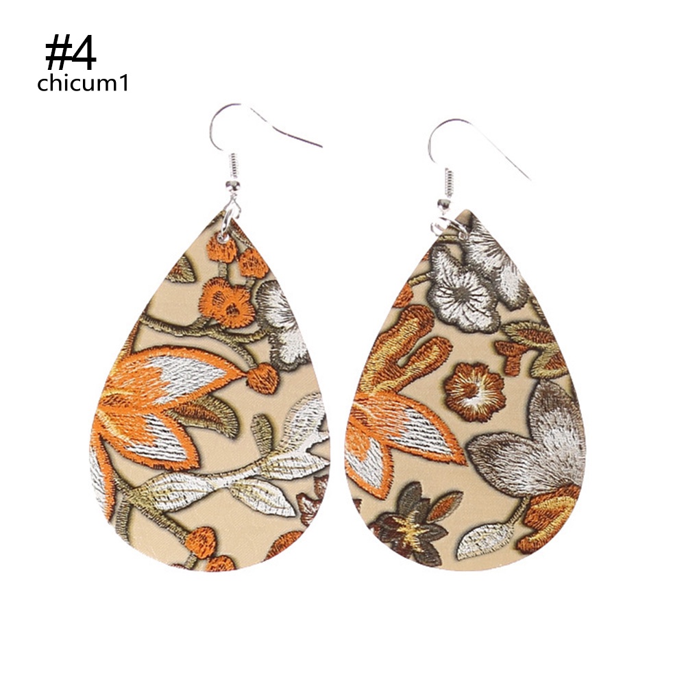 Bông Tai Kiểu Móc Hình Giọt Nước Bằng Da Giả Cho Nữ