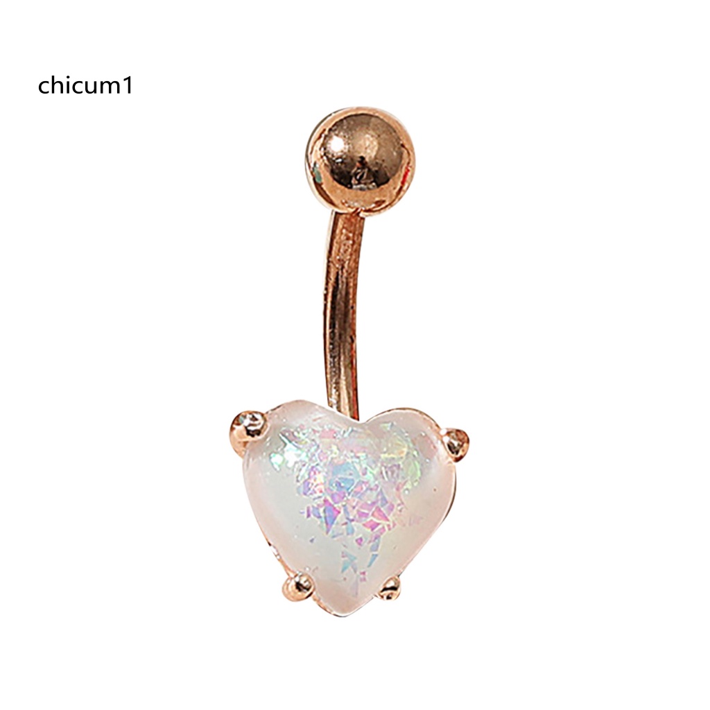 Khuyên RốN HìNh Tim ĐíNh Đá BằNg ThéP Không Gỉ