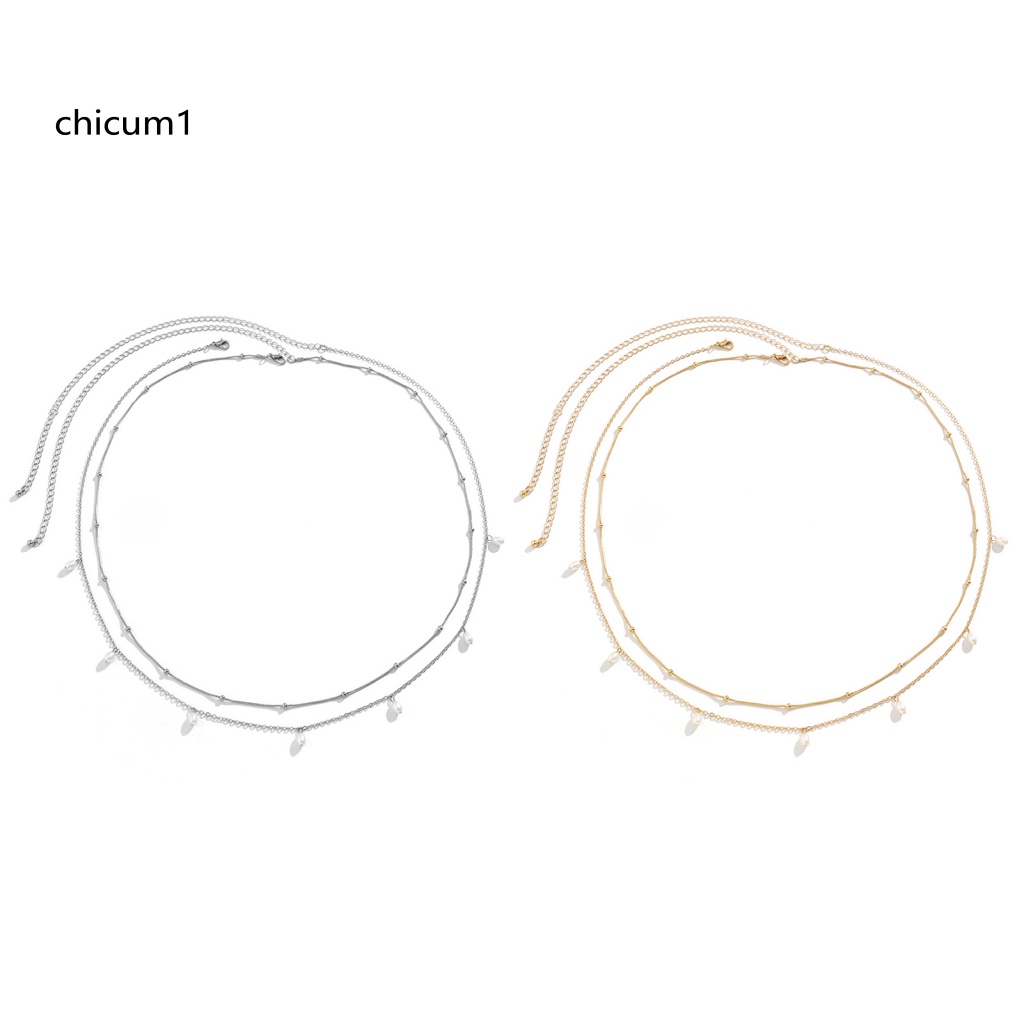 Set 2 Dây Xích Đeo Hông Hai Lớp Đính Ngọc Trai Nhân Tạo Có Thể Điều Chỉnh Cho Nữ