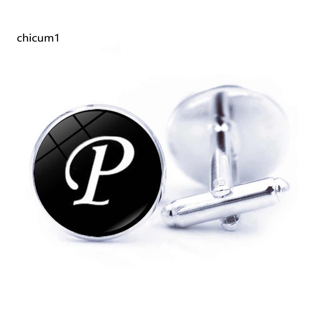 1 Cặp Khuy Măng Sét Mạ Điện Họa Tiết Chữ Cái Thời Trang Dành Cho Nam