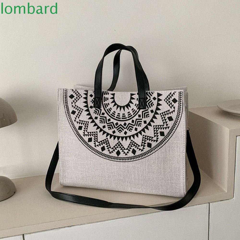 LOMBARD Túi Xách Canvas Cỡ Lớn Đa Năng In Họa Tiết Phong Cách Nhật Bản