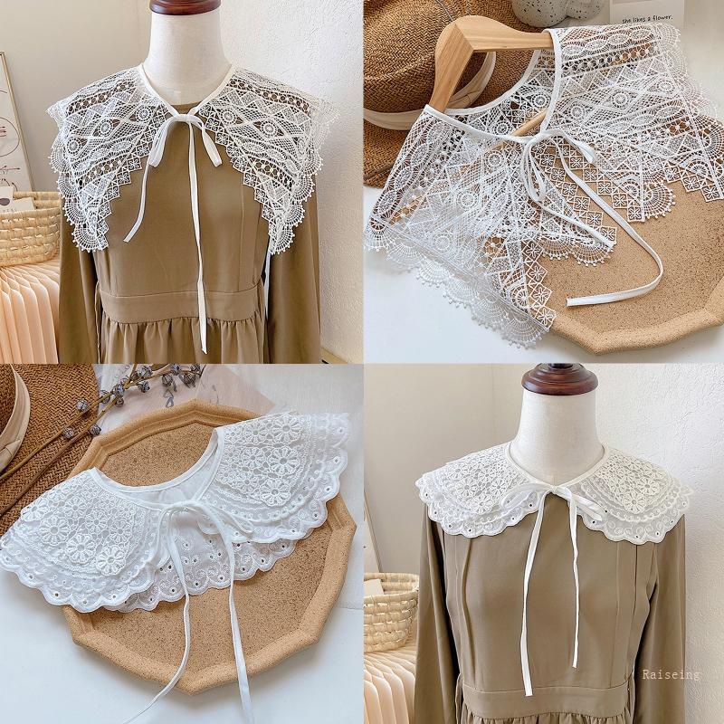 Cổ Áo Ren Rỗng Thêu Họa Tiết Có Thể Tháo Rời Cho Nữ