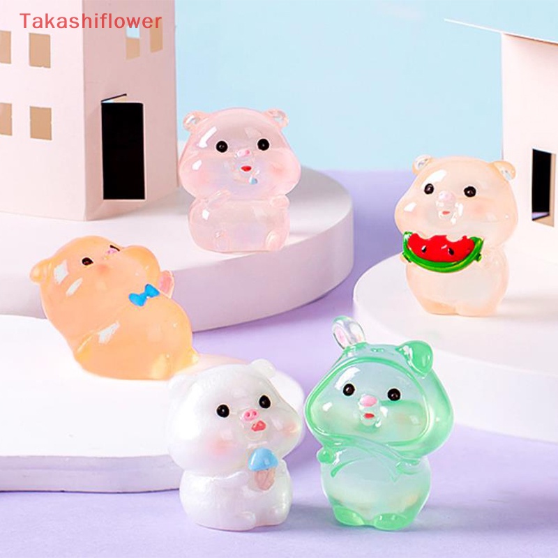 Mô Hình Chú Heo Con Phát Sáng Bằng Nhựa Resin Trang Trí Tiểu Cảnh / Xe Hơi