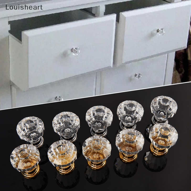 Bộ 12 Tay Nắm Cửa Tủ Bằng Acrylic Trong Suốt Hình Viên Kim Cương 30mm TFG
