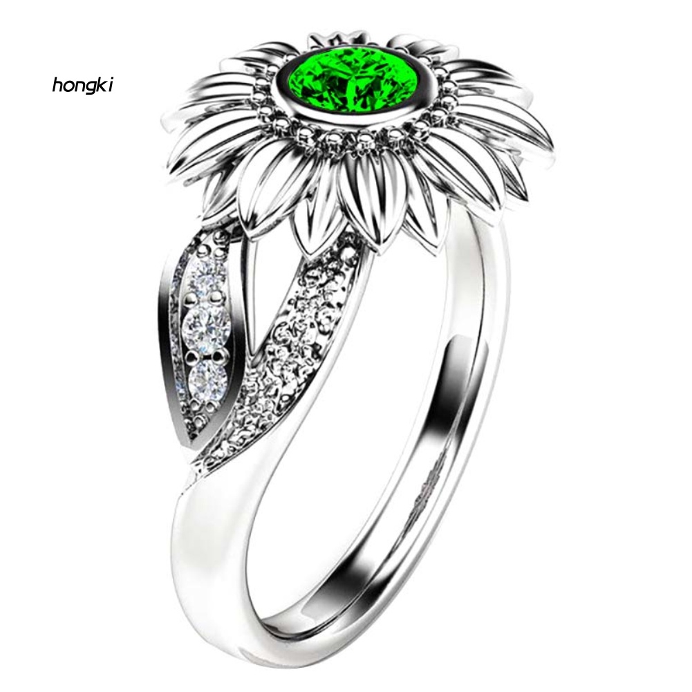 Nhẫn HìNh Hoa HướNg Dương ĐíNh Kim Cương Giả ThờI Trang Cho Nữ