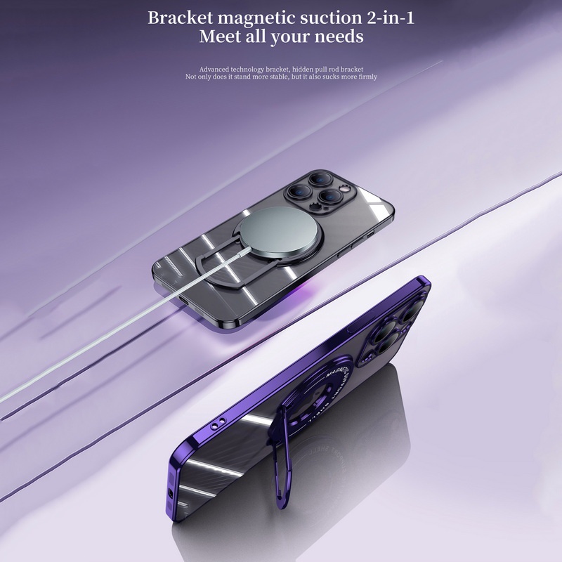 Ốp Điện Thoại Mềm Trong Suốt Chống Rơi Chống Sốc Có Giá Đỡ Từ Tính Cho iPhone 14 13 12 11 Pro Max 14 Plus
