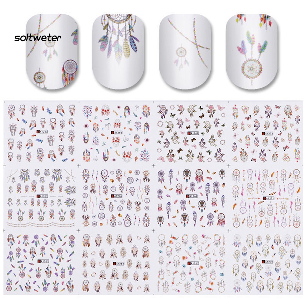 Bộ 12 Miếng Dán Trang Trí Móng Tay Nghệ Thuật