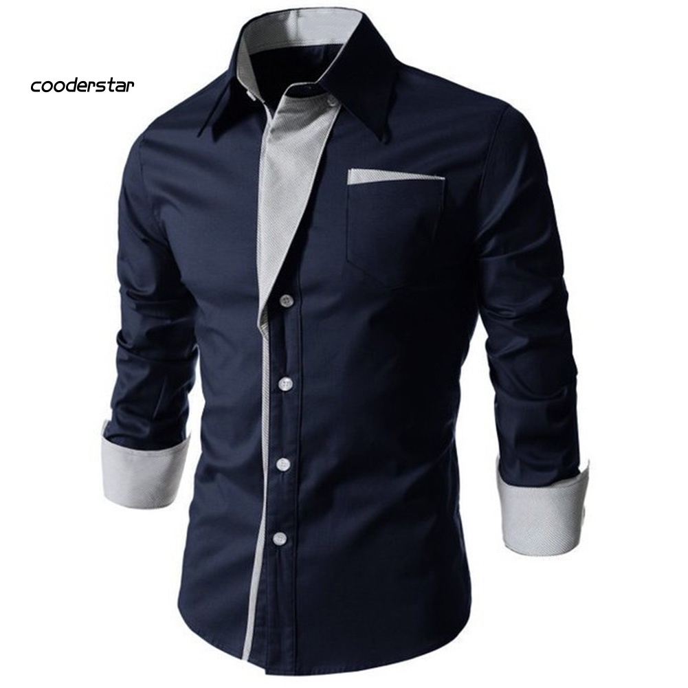 Áo Sơ Mi Dài Tay Cổ Đứng Phối Nút Thời Trang Dành Cho Nam