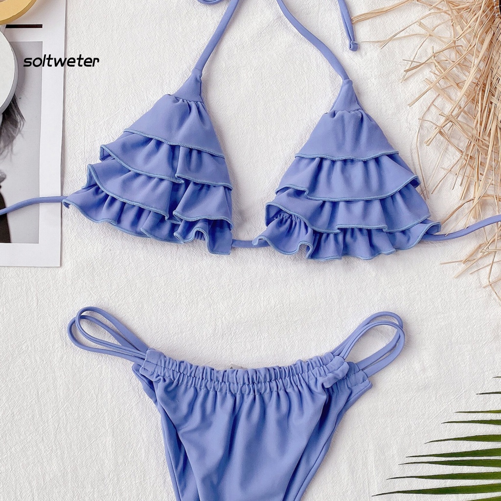 Bộ Bikini 2 Mảnh Màu Sắc Thời Trang Gợi Cảm Cho Nữ
