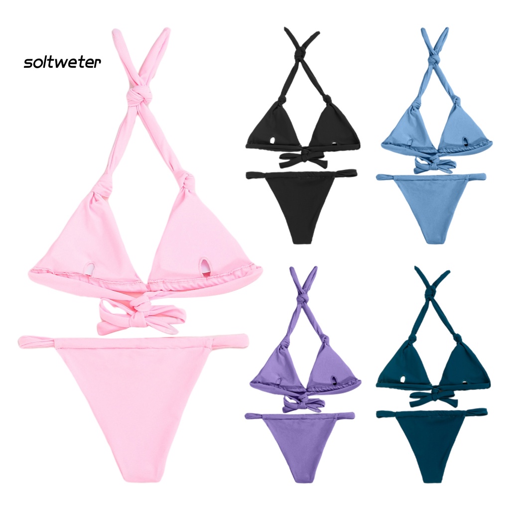 Bộ Bikini 2 Mảnh Hở Lưng Có Mút Đệm Màu Sắc Thời Trang Mùa Hè Cho Nữ