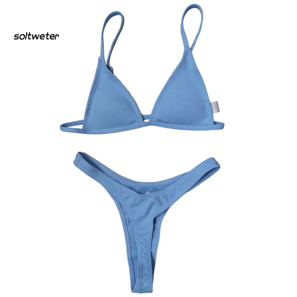Bộ Đồ Bơi 2 Mảnh Cổ Chữ V Khoét Sâu Nhanh Khô Có Đệm Mút Dành Cho Nữ