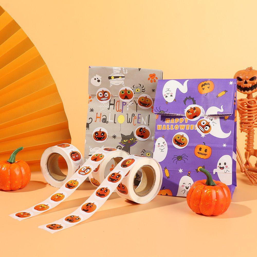 YNATURAL Cuộn 500 Nhãn Dán Trang Trí Túi Kẹo Phong Cách Halloween
