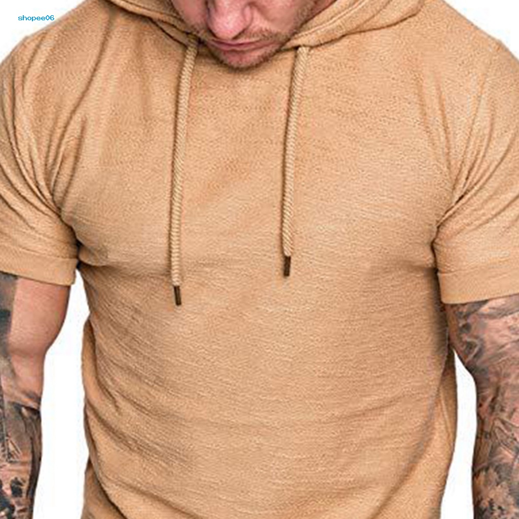 Áo Hoodie Thể Thao Tay Ngắn Dáng Ôm Thời Trang Cho Nam