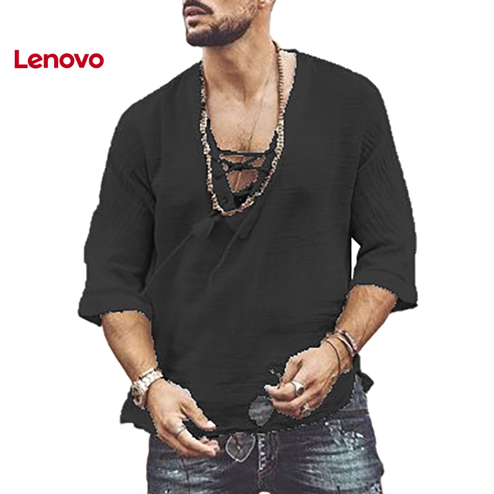 Áo nam Tay Lửng Cổ Chữ V Màu Sắc Thời Trang