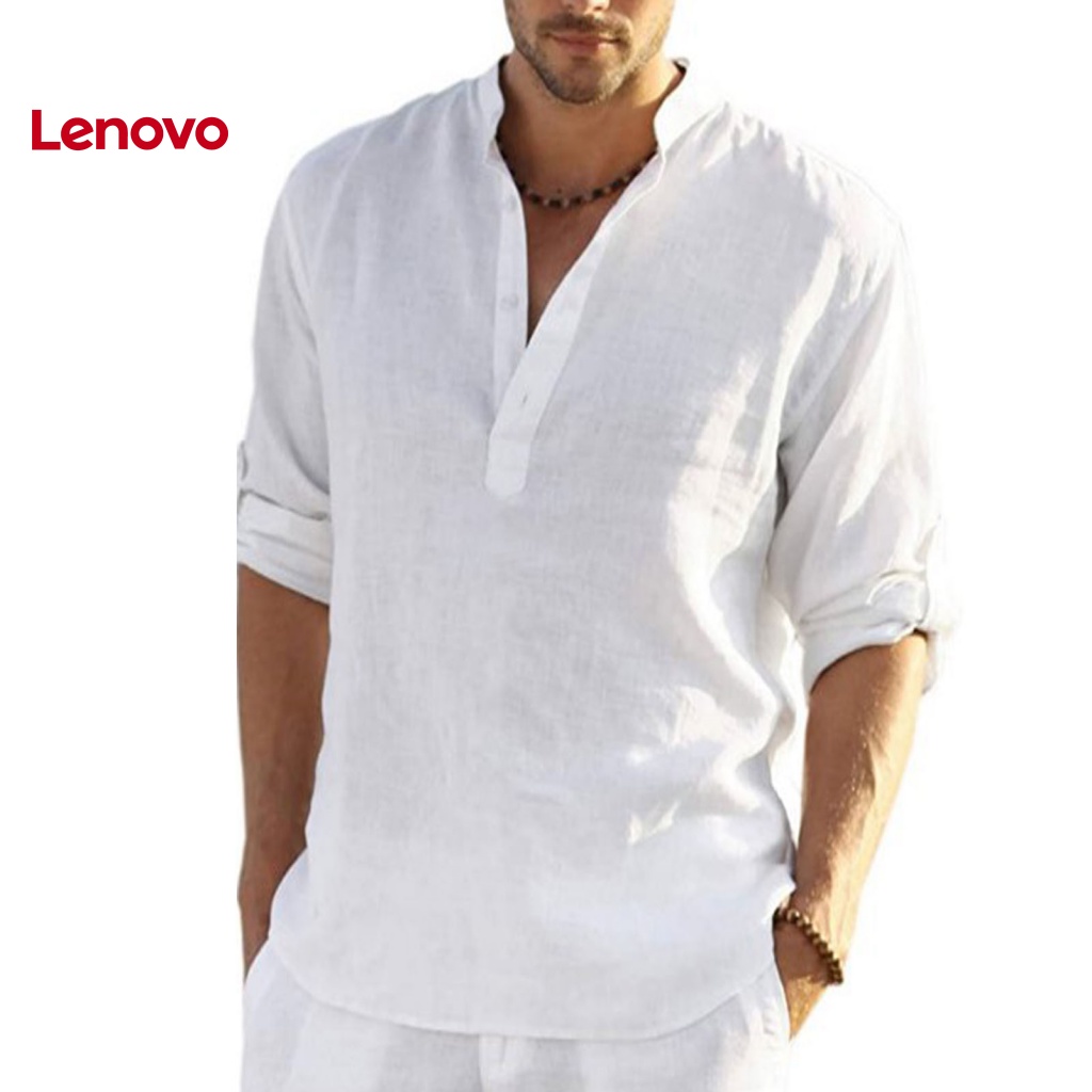 Áo Sơ Mi Nam Dài Tay Cổ Chữ V Màu Sắc Thanh Lịch