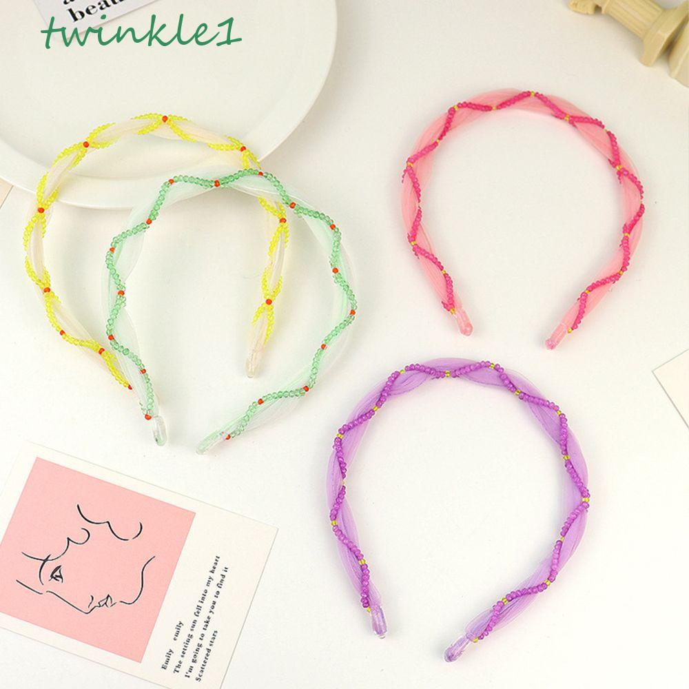 TWINKLE Băng Đô Ren Đính Hạt Nhiều Màu Sắc Phong Cách Hàn Quốc Thời Trang