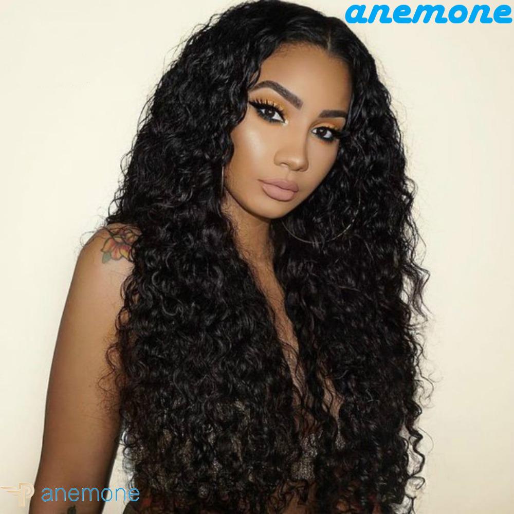 ANEMONE Tóc Giả Xoăn Lọn To Màu Đen Tự Nhiên Chất Lượng Cao Dành Cho Nữ