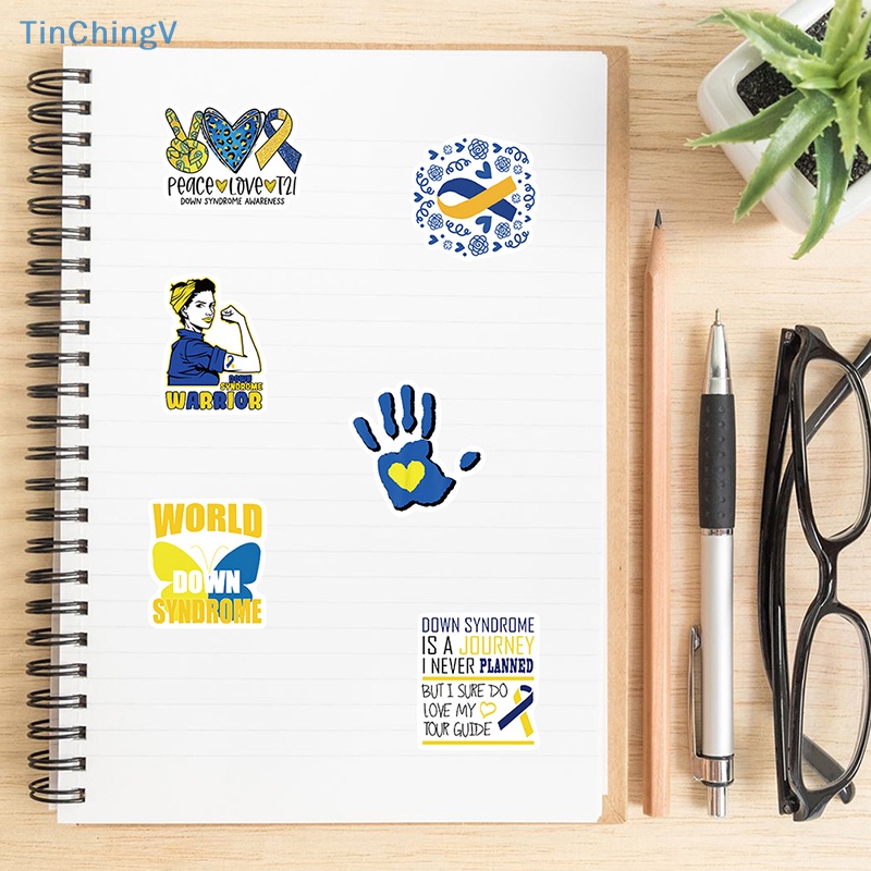 Bộ 50 Miếng Dán Chữ Down Syndrome Chăm Sóc Xe Hơi / Xe Máy / Laptop