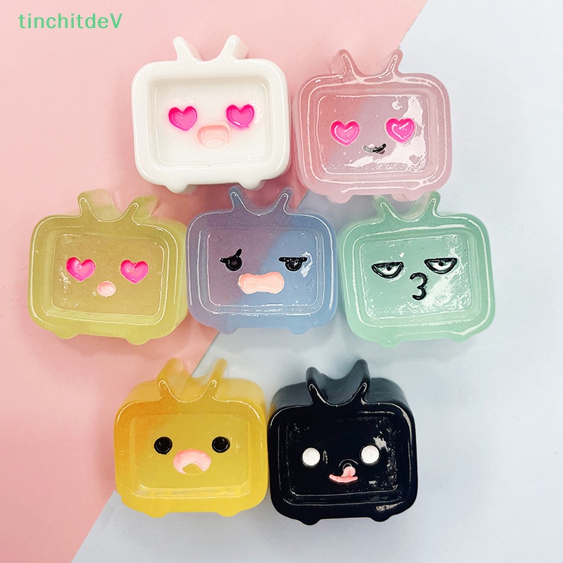 [TinchitdeV] Bộ 5 Miếng Dán Resin Cabochons Mặt Phẳng Hình TV Phát Sáng Kawaii DIY Đa Dạng