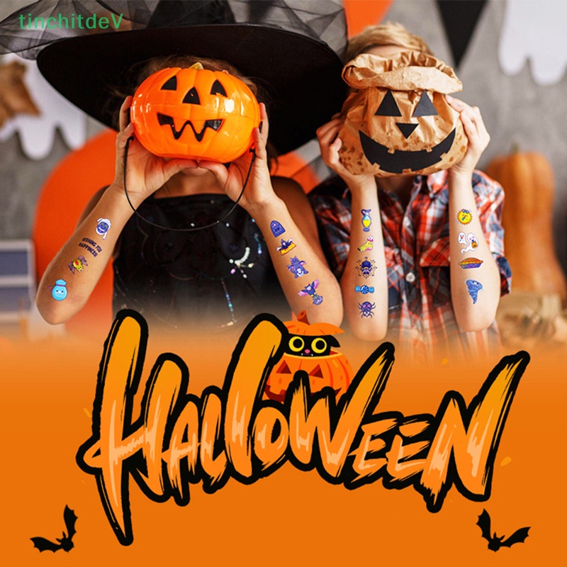 Set 10 Hình Xăm Dán Tạm Thời Họa Tiết Hoạt Hình Phong Cách Halloween Dành Cho Trẻ Em