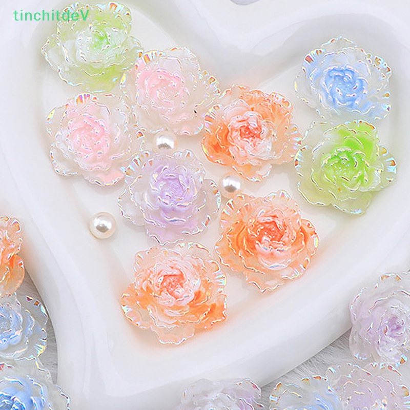 Set 5 Phụ Kiện Đá Đính Trang Trí Móng Tay Nghệ Thuật Hình Bông Hoa Bằng Nhựa Acrylic Dễ Thương