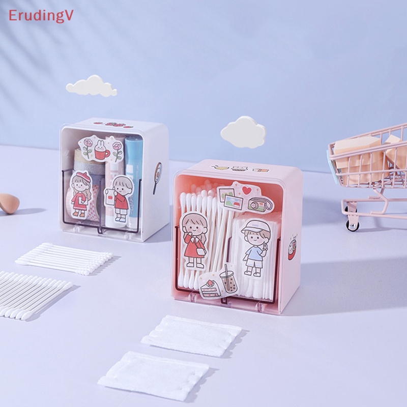 Hộp Đựng Bông Tẩy Trang 2 Ngăn Hình Tròn Cỡ Lớn Trong Suốt Tiện Dụng