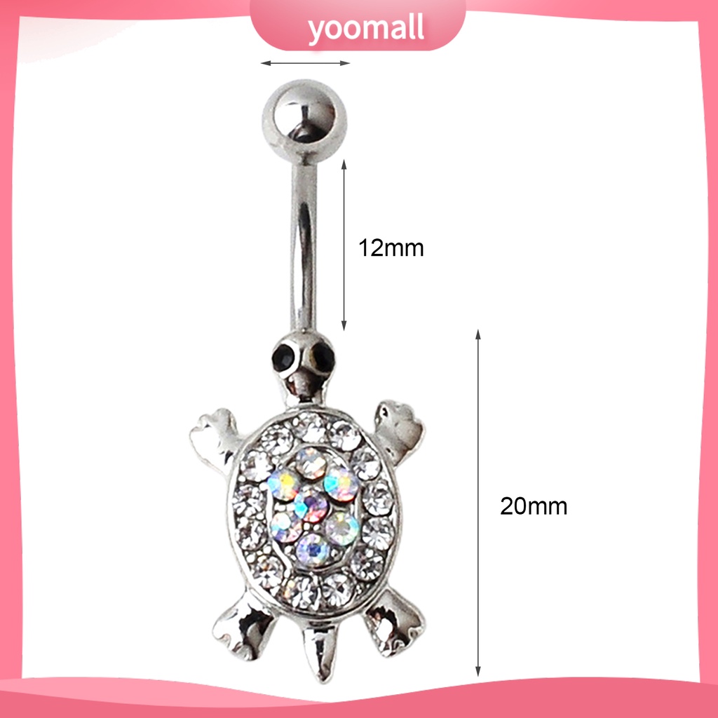 Khuyên Rốn Hình Rùa Đính Đá Nhiều Màu Dễ Thương 16G