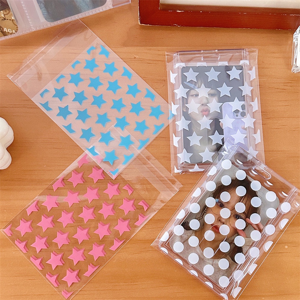 Set 50 Giá Đỡ Ảnh / Thẻ In Họa Tiết Chấm Bi / Ngôi Sao / Tròn Độc Đáo Trang Trí