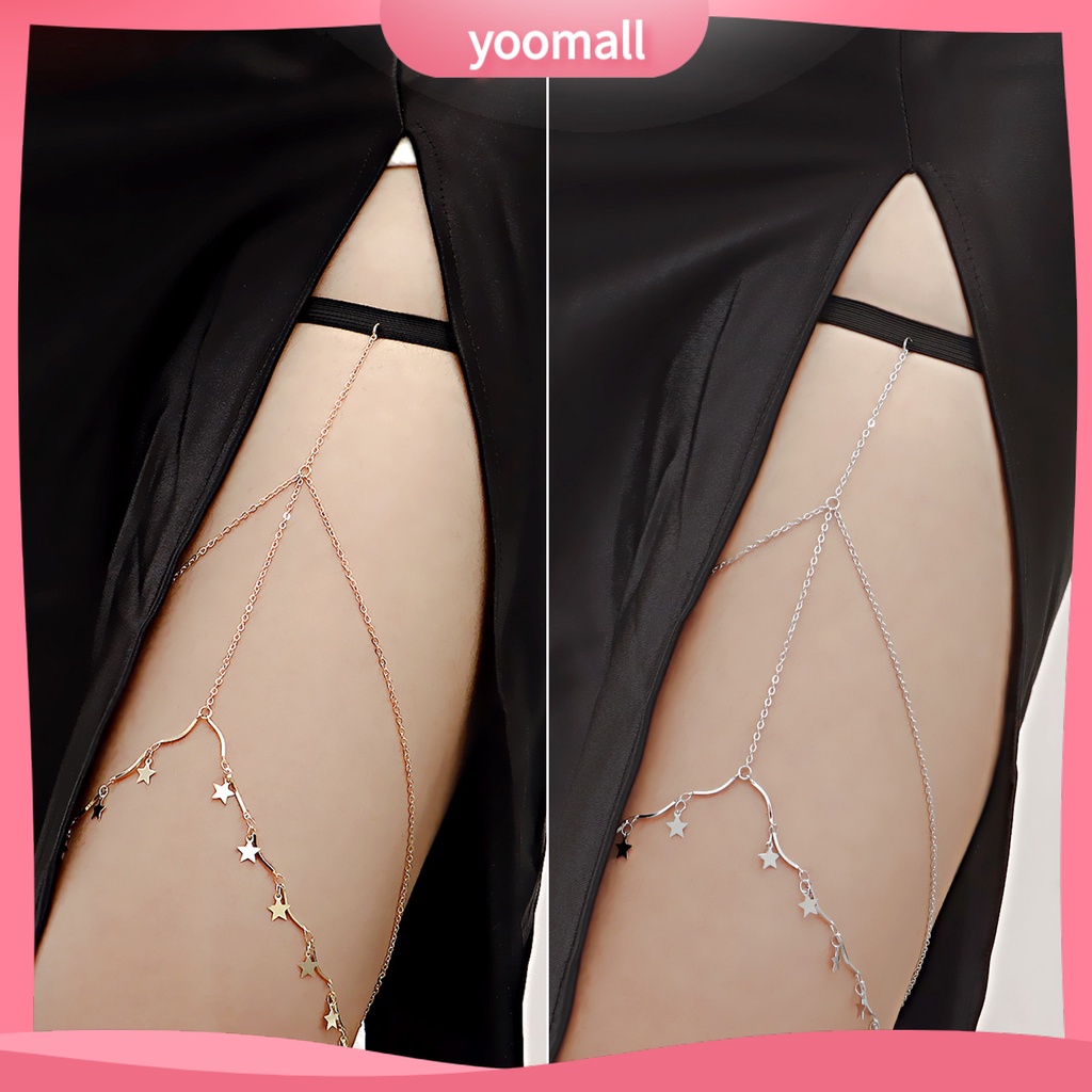 [YM] Dây Xích Cơ Thể Nhiều Lớp Tua Rua Bắt Mắt Hình Học Có Thể Điều Chỉnh Trang Trí Đầm Quyến Rũ Cho Nữ Dây Xích Đeo Đùi Dùng Đi Biển Tiện Dụng