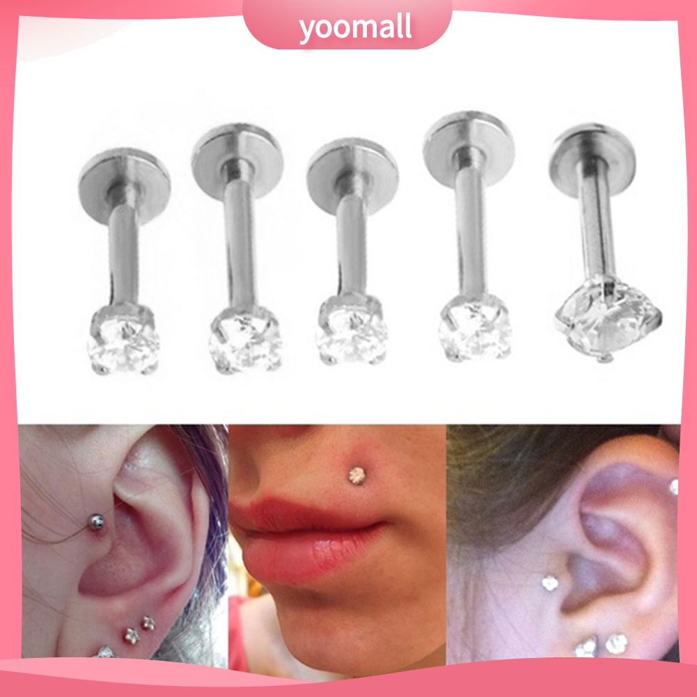 1 Khuyên Xỏ Môi / Tai / Môi Đính Đá Zircon Thời Trang Unisex