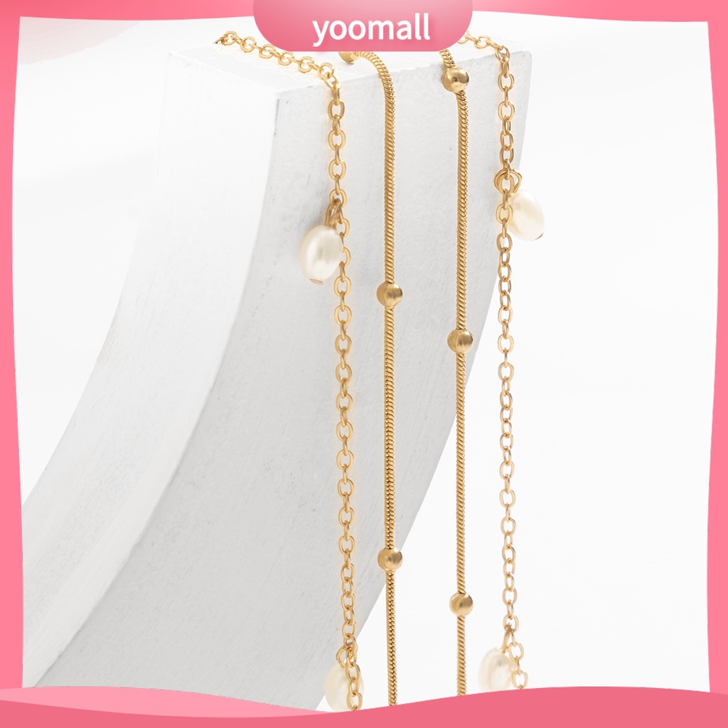 [YM] Set 2 Dây Chuyền Thắt Lưng Hai Lớp Mỏng Đính Ngọc Trai Nhân Tạo Có Thể Điều Chỉnh Cho Nữ