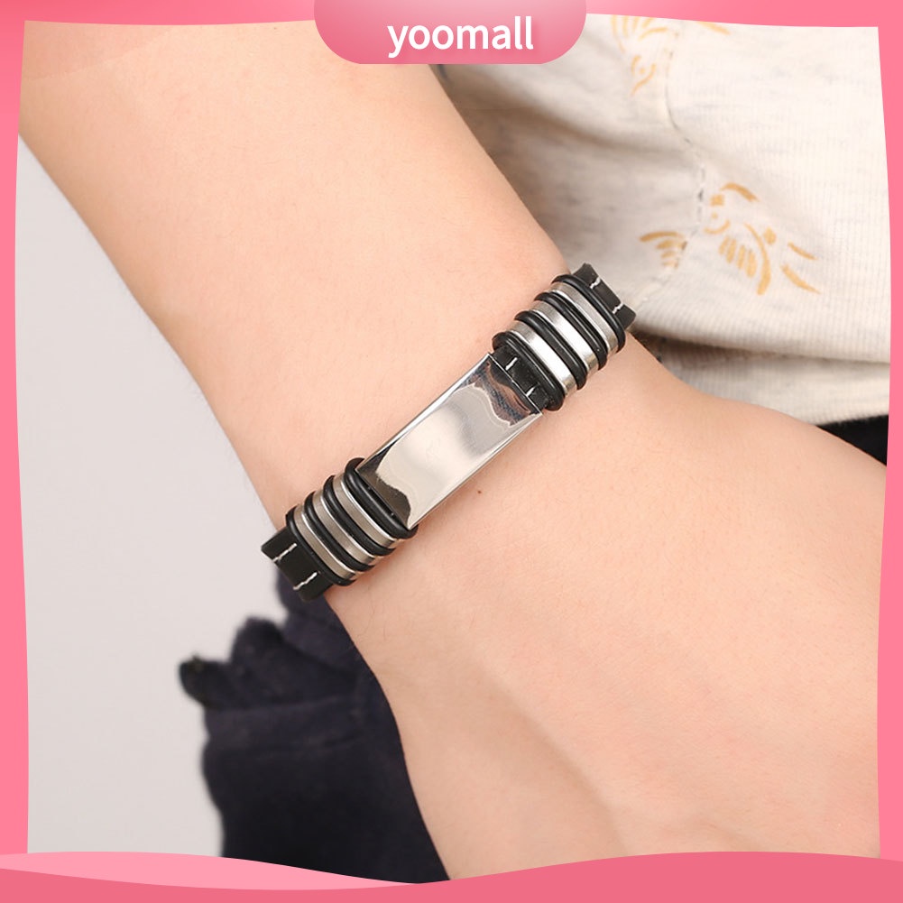 Vòng Tay Silicone Thép Titan Thời Trang Cho Nam