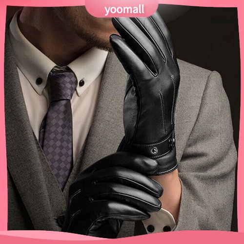 Găng Tay Giả Da Giữ Ấm Mùa Đông Có Thể Chạm Màn Hình Cảm Ứng Thời Trang Cho Nam