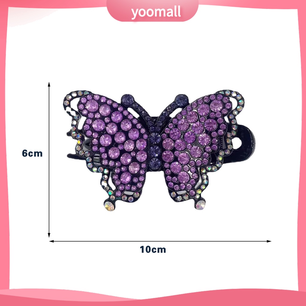 Kẹp Tóc Hình Bướm Đính Đá Nhiều Màu Chống Trượt Trọng Lượng Nhẹ