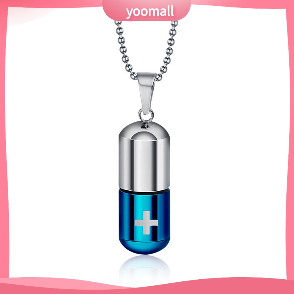 Vòng cổ Thép Titan Mặt Hình Hộp Thuốc / Giá Đỡ Nước Hoa Unisex