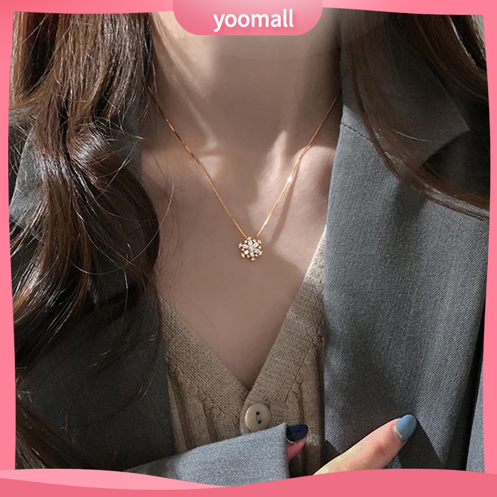 Vòng cổ Mặt Hình Hoa Tuyết Đính Đá Zircon Chống Mài Mòn Thời Trang Dự Tiệc Cho Nữ