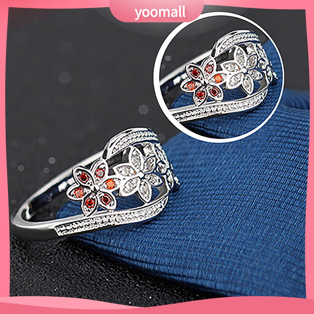 Nhẫn Mạ Bạc Hình Hoa Đính Đá Zircon Thời Trang Cho Nữ