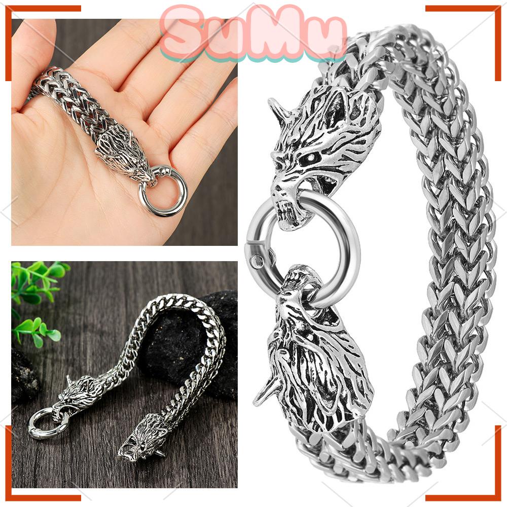 SUMU Vòng Tay Khóa Nhẫn Hình Đầu Lâu Bằng Thép Không Gỉ Thời Trang