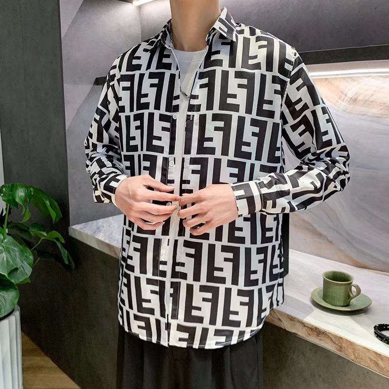 Áo Sơ Mi Tay Dài In Họa Tiết Phong Cách Harajuku Nhật Bản Thời Trang Mùa Xuân Cho Nam