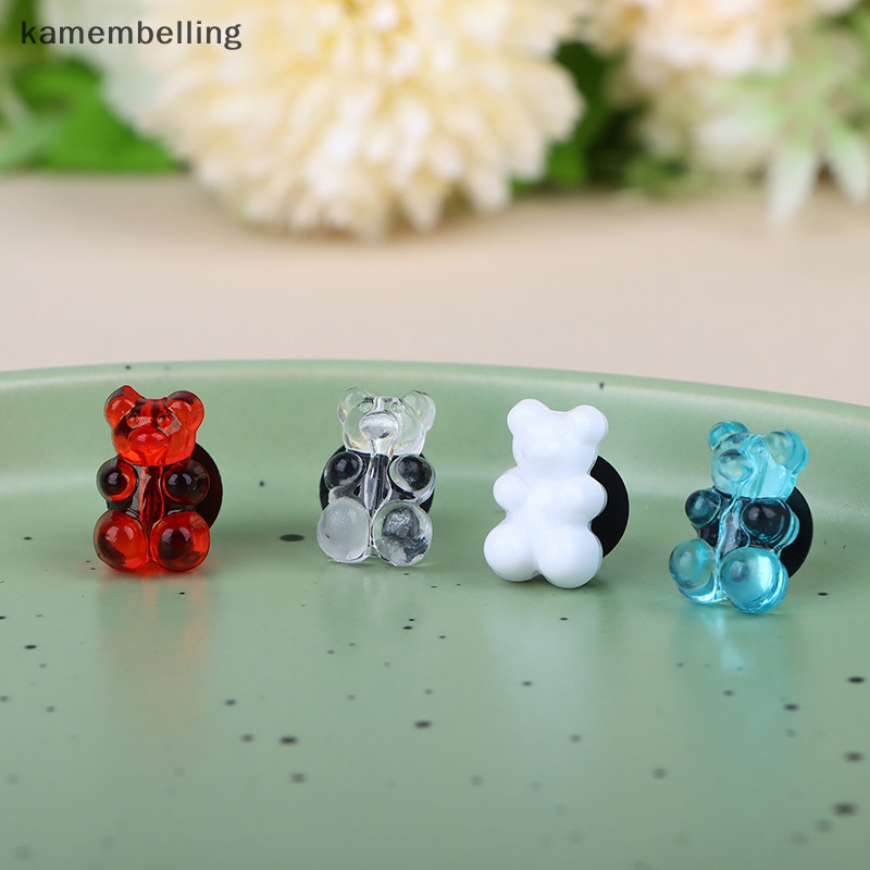 Kamembelling Set 2 Phụ Kiện Nút Nhựa Hình Gấu Hoạt Hình Màu Kẹo Trang Trí Giày Cho Bé Gái