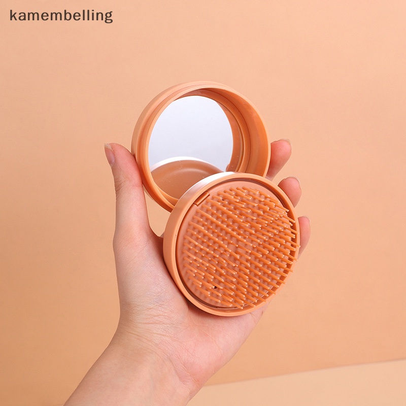 1 Lược Chải Tóc Massage Da Đầu Mini Tích Hợp Gương Trang Điểm Tiện Dụng