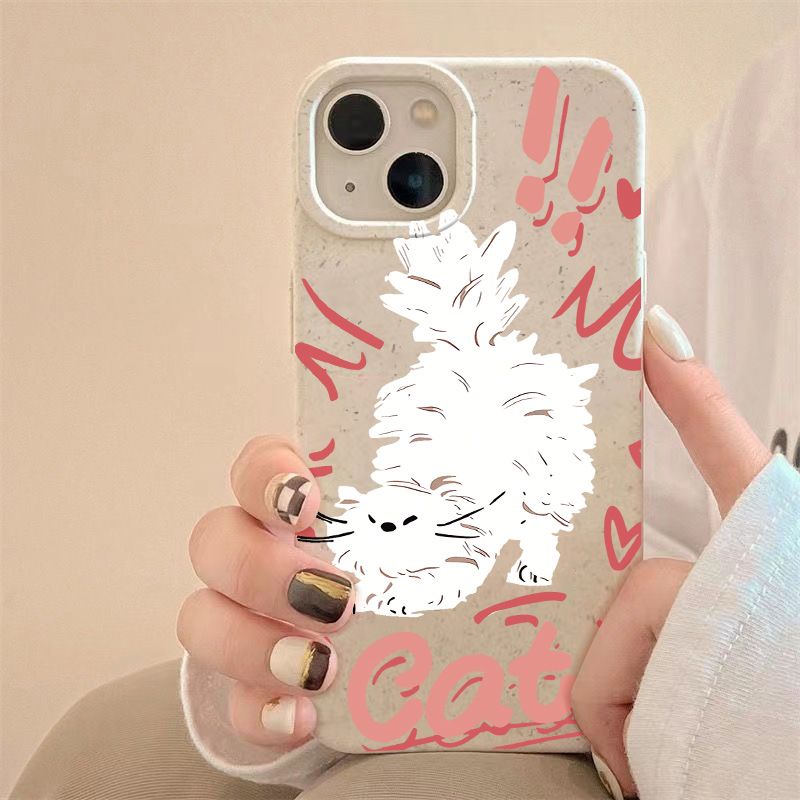 Ốp Điện Thoại Dẻo Màu Hồng Họa Tiết Chú Mèo Dễ Thương Chống Sốc Cho iPhone12plus 7 14pro 5BMI 11813